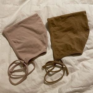 The Simple Folk pixie hats; antique rose and camel color